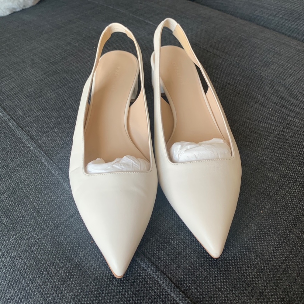 Everlane Editor Slingback Block Heels- white